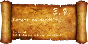 Berecz Valdemár névjegykártya